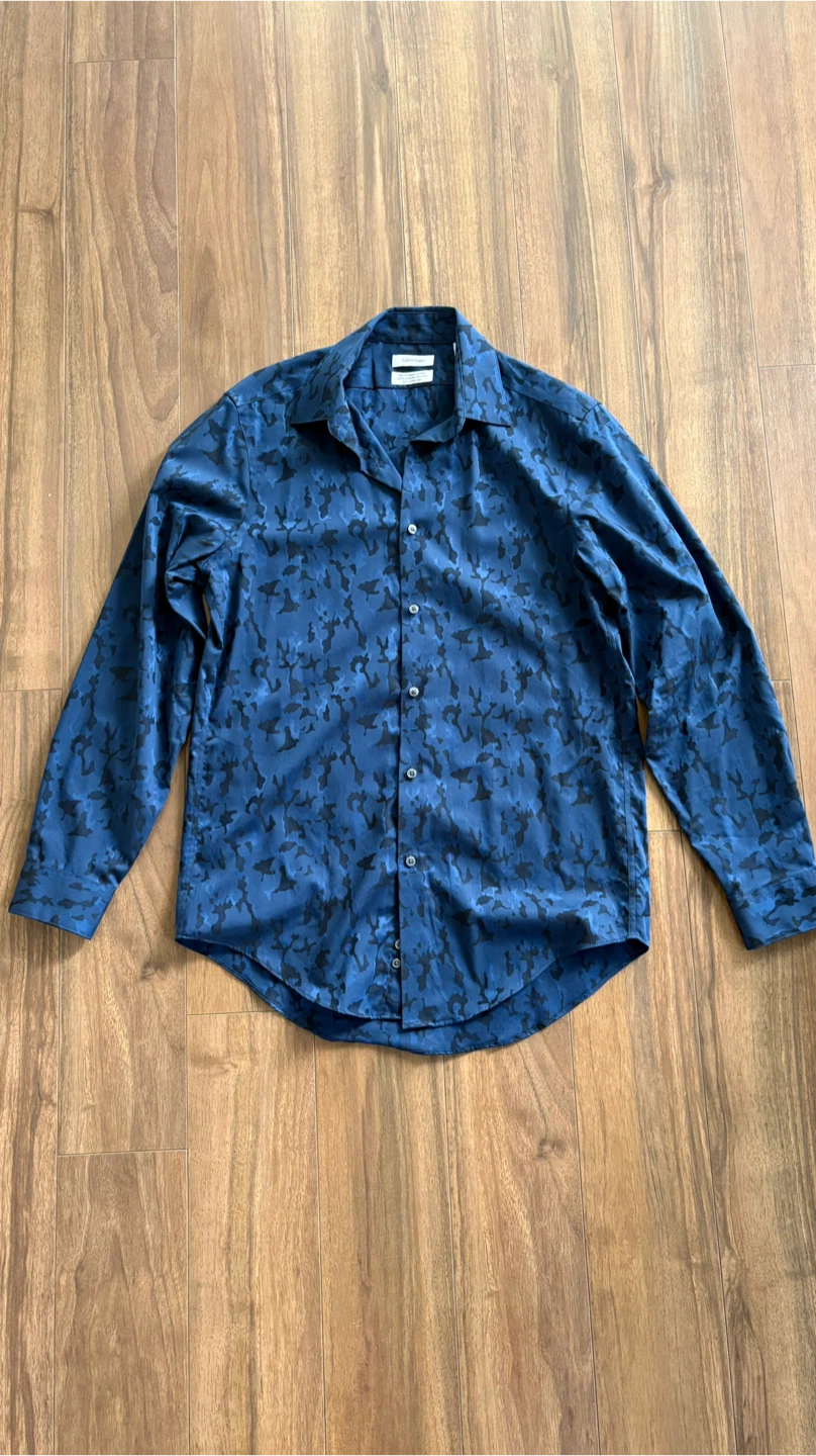 Calvin Klein Slim Fit Performance Non-Iron Camo Button-Up Shirt