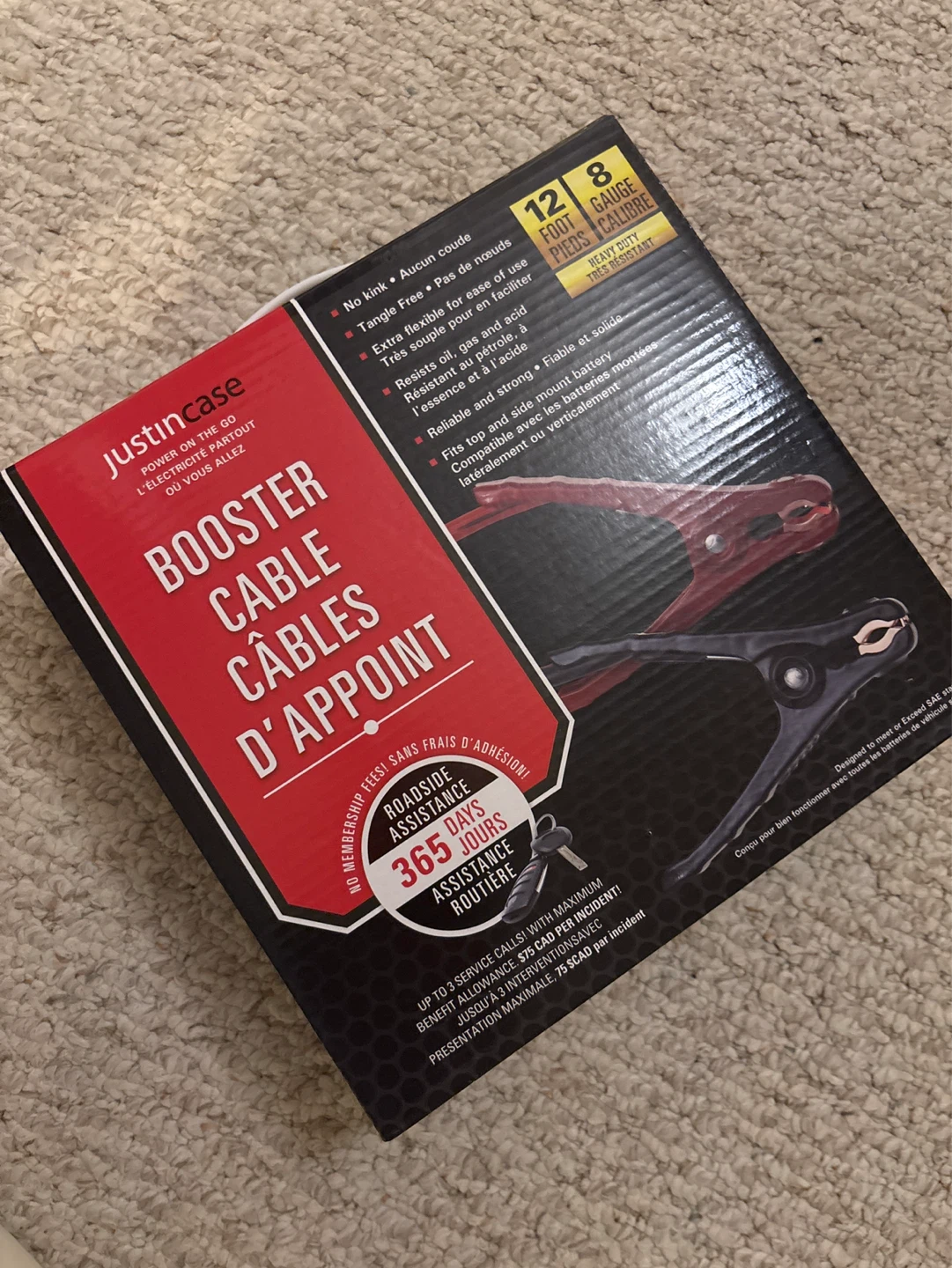 JustinCase 12 Foot 8 Gauge Booster Cables