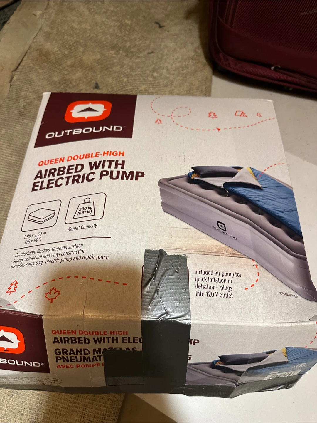 Outbound Queen Double-High Airbed with Electric Pump