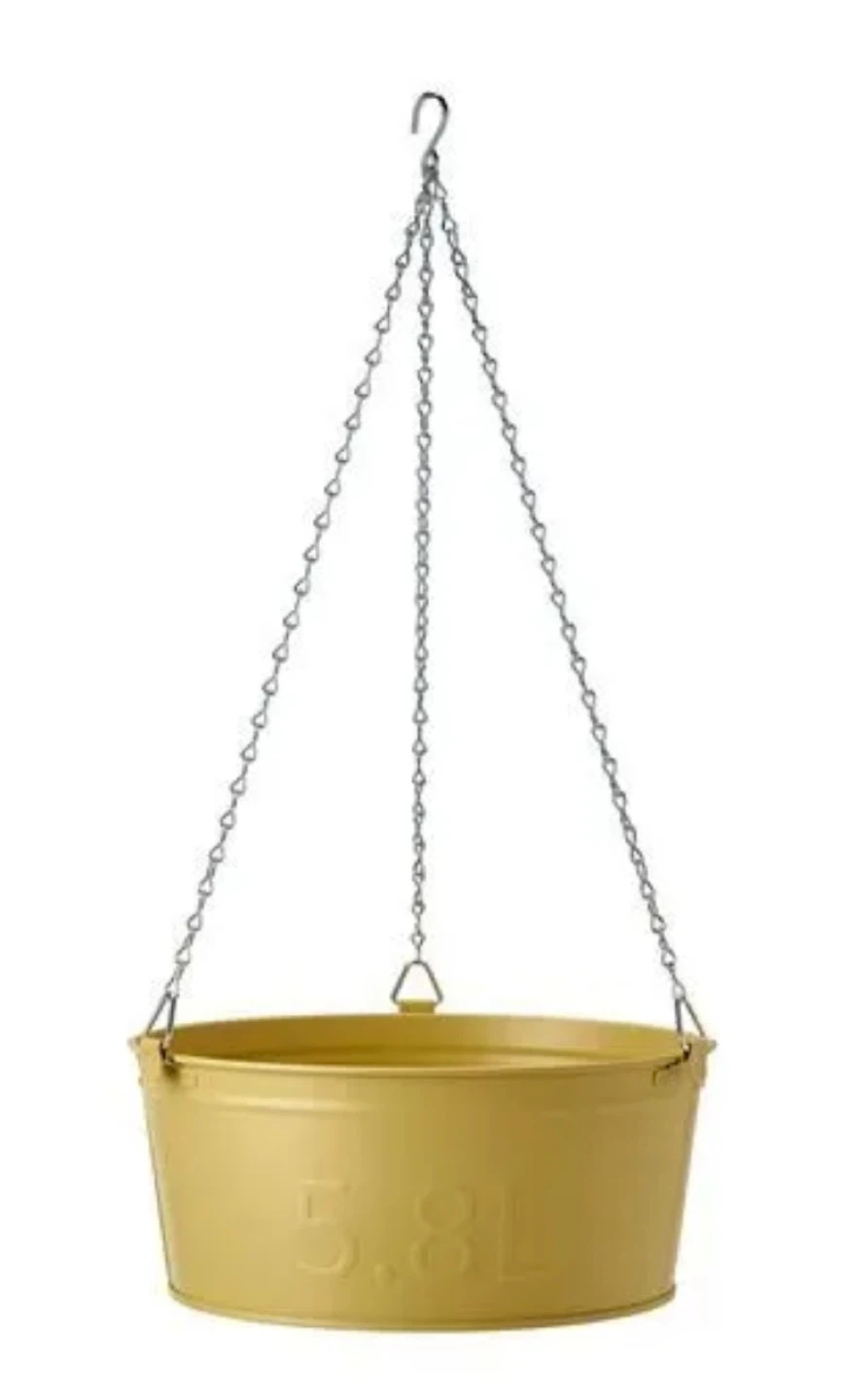 IKEA ÅKERBÄR Hanging Planter Pot Yellow Metal 5.8L - photo 4