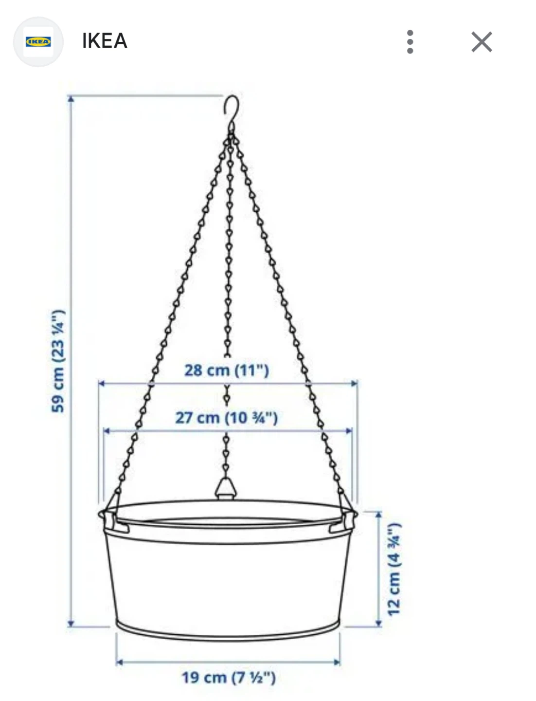 IKEA ÅKERBÄR Hanging Planter Pot Yellow Metal 5.8L - photo 5