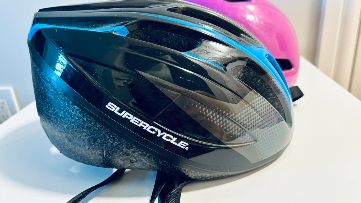 2 Adult Bicycle Helmets – Supercycle & Purple/Pink Helmet - photo 2