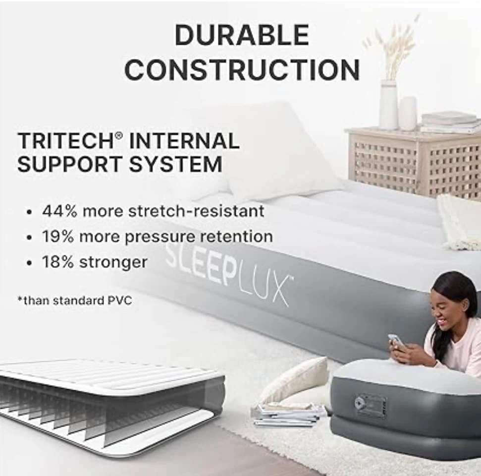 SLEEPLUX Durable Inflatable Air Mattress with Built-in Pump - photo 3