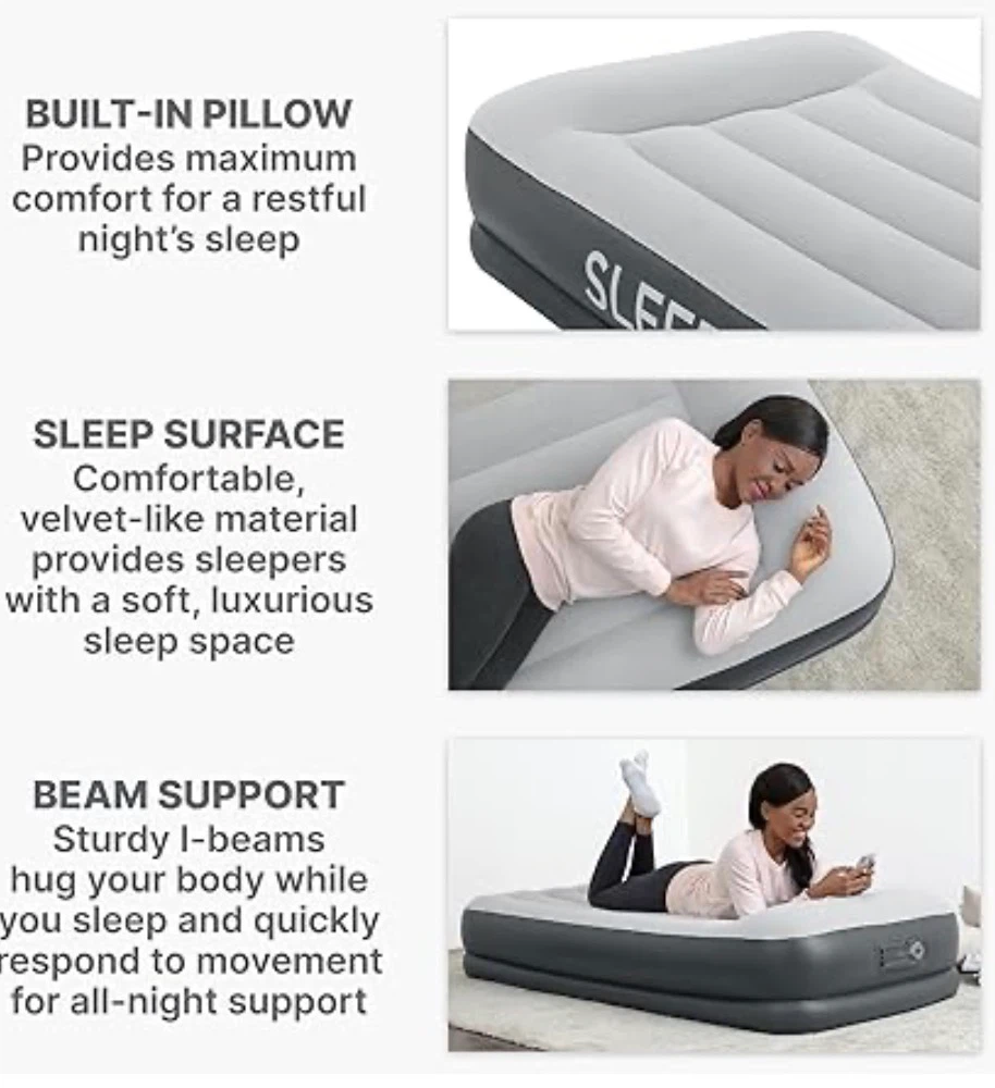 SLEEPLUX Durable Inflatable Air Mattress with Built-in Pump - photo 4