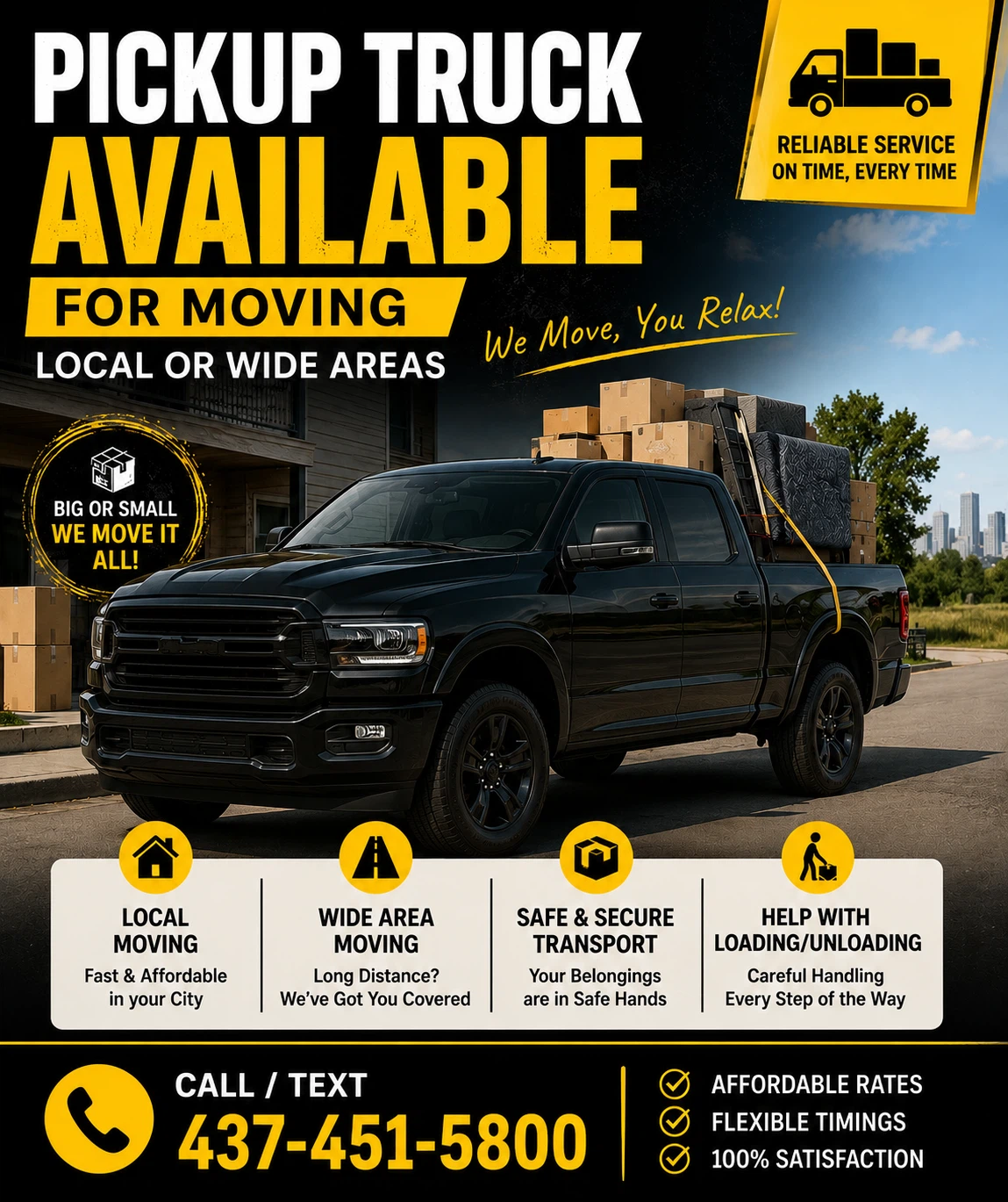 Pickup Truck Available for Moving - Local or Wide Areas