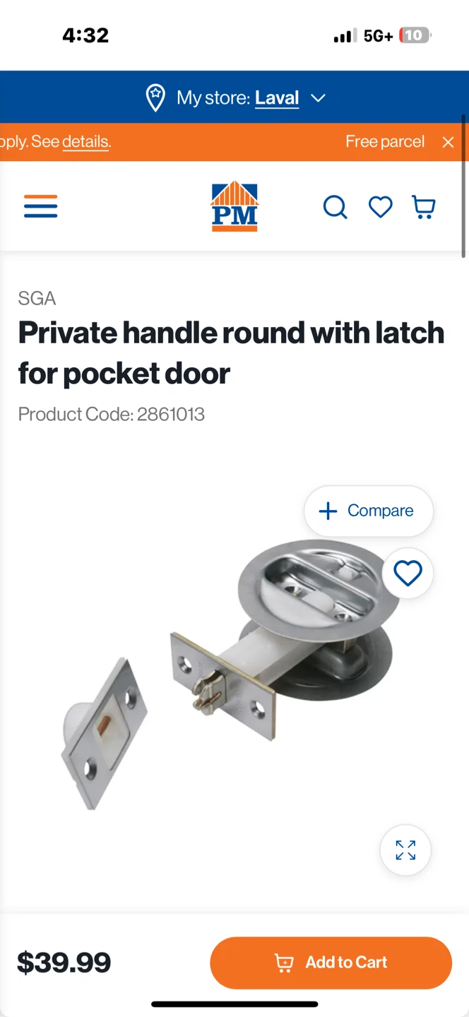 SGA Round Passage Handle with Latch for Pocket Door - photo 2