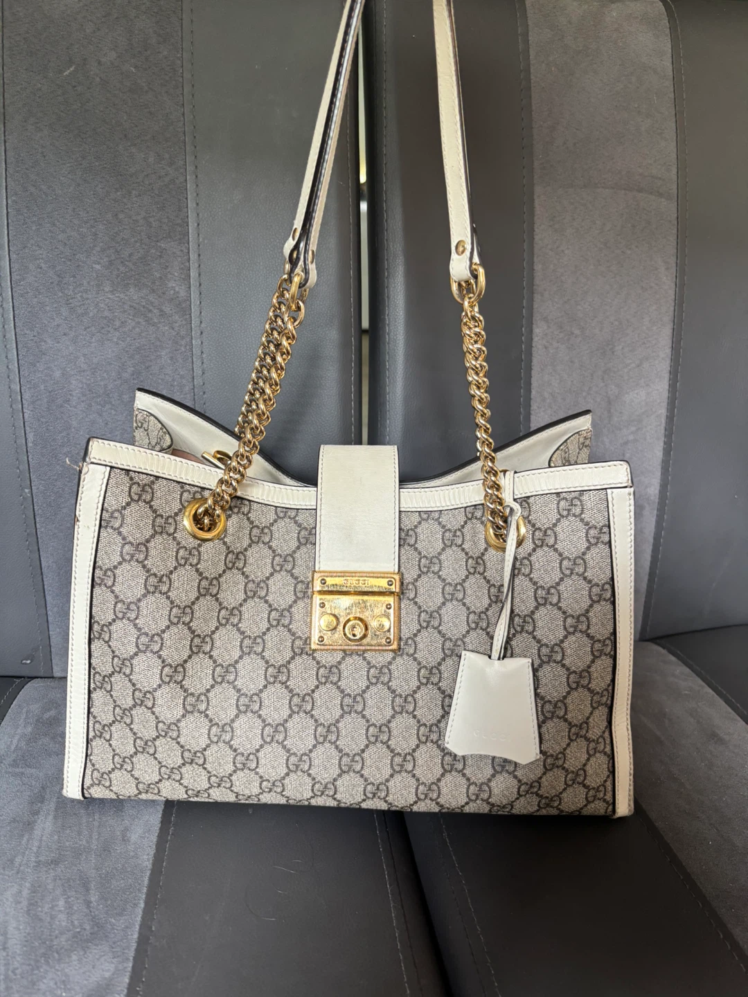Gucci GG Monogram Tote Bag with Chain Detail