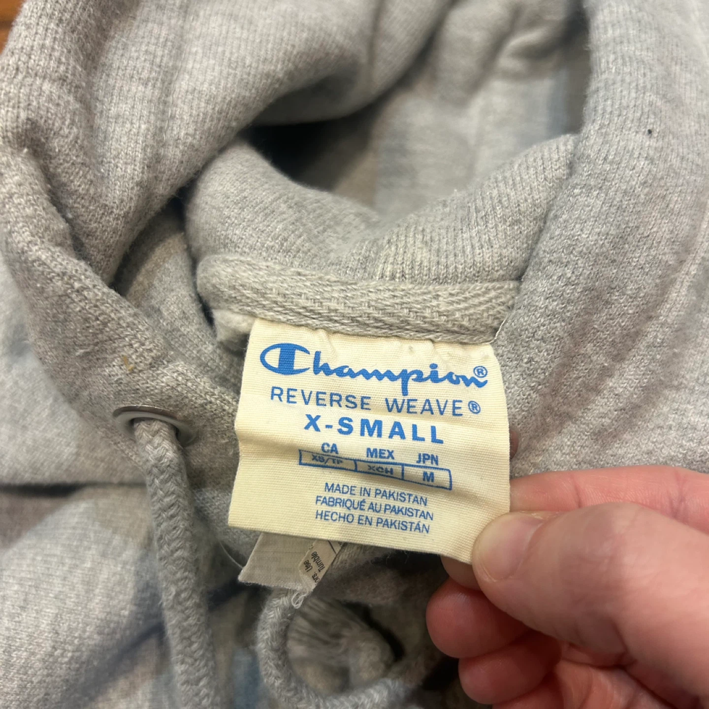 Champion Light Grey Reverse Weave Hoodie Sweatshirt - photo 4