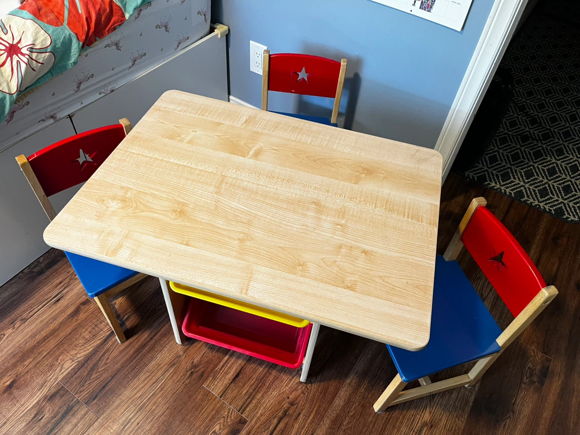 Kids Table and Chairs Set with 4 Storage Bins - photo 3