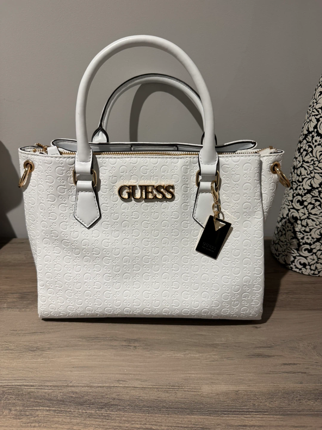 White Guess Satchel Handbag