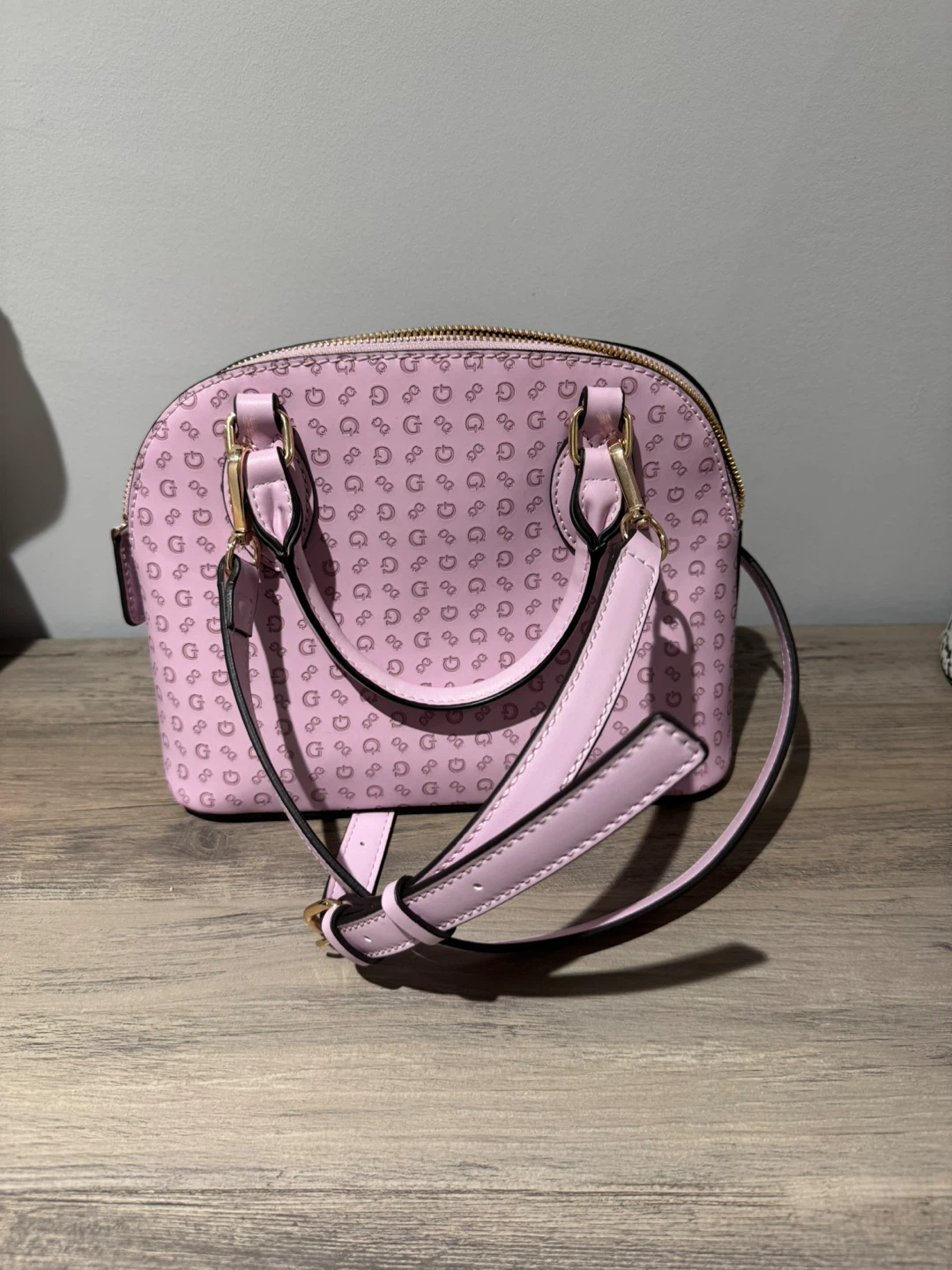 Guess Pink Monogram Dome Satchel Handbag - photo 2