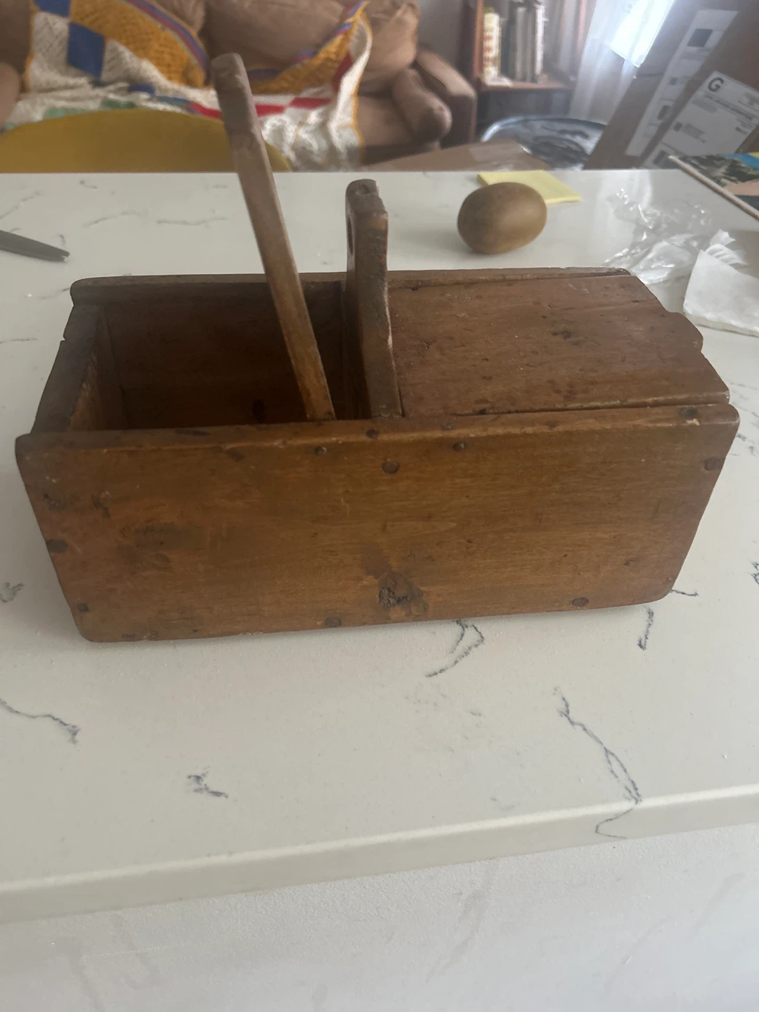 Vintage Wooden Butter Mold with Handle - photo 2