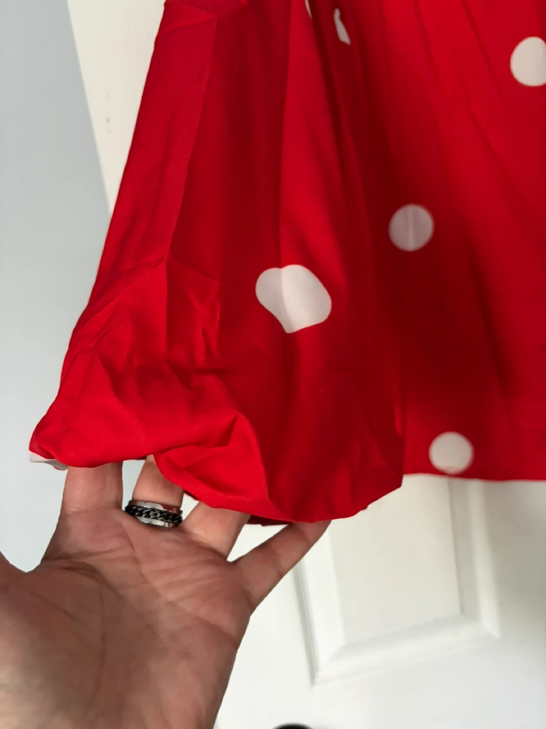 Red Polka Dot Button-Up Shirt Size L - photo 2