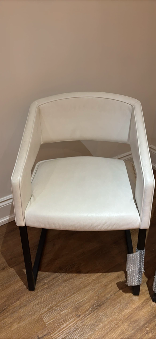 NEW White Leather Arm Chairs (Set of 2) - photo 3