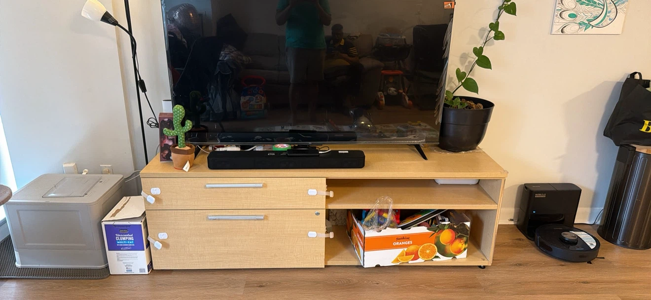 Light Wood TV Stand with Storage