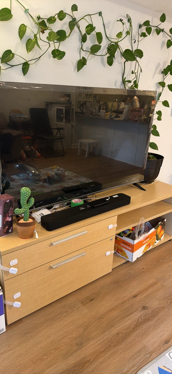 Light Wood TV Stand with Storage - photo 2