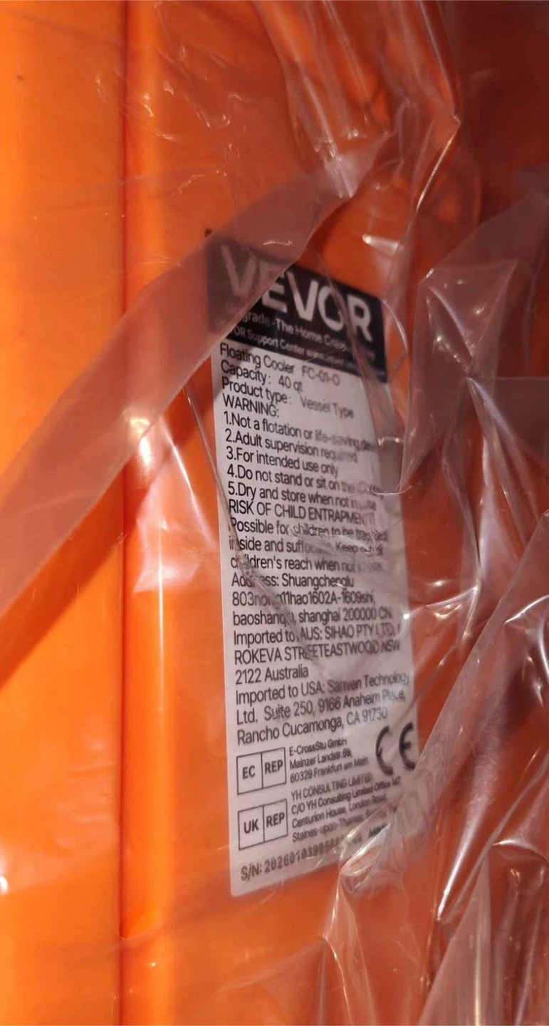 VEVOR Cooler 40 Qt Floating Ice Chest Cooler - Orange - photo 2