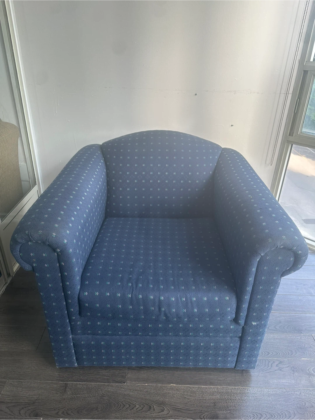 Blue Armchair with Diamond Pattern