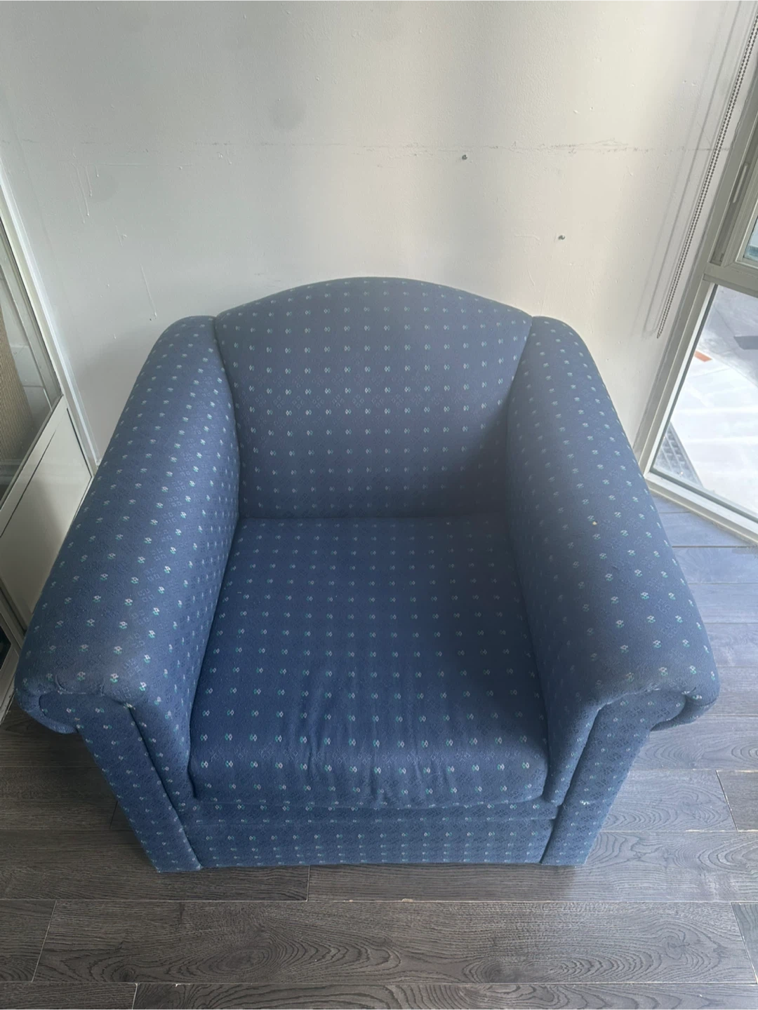 Blue Armchair with Diamond Pattern - photo 2