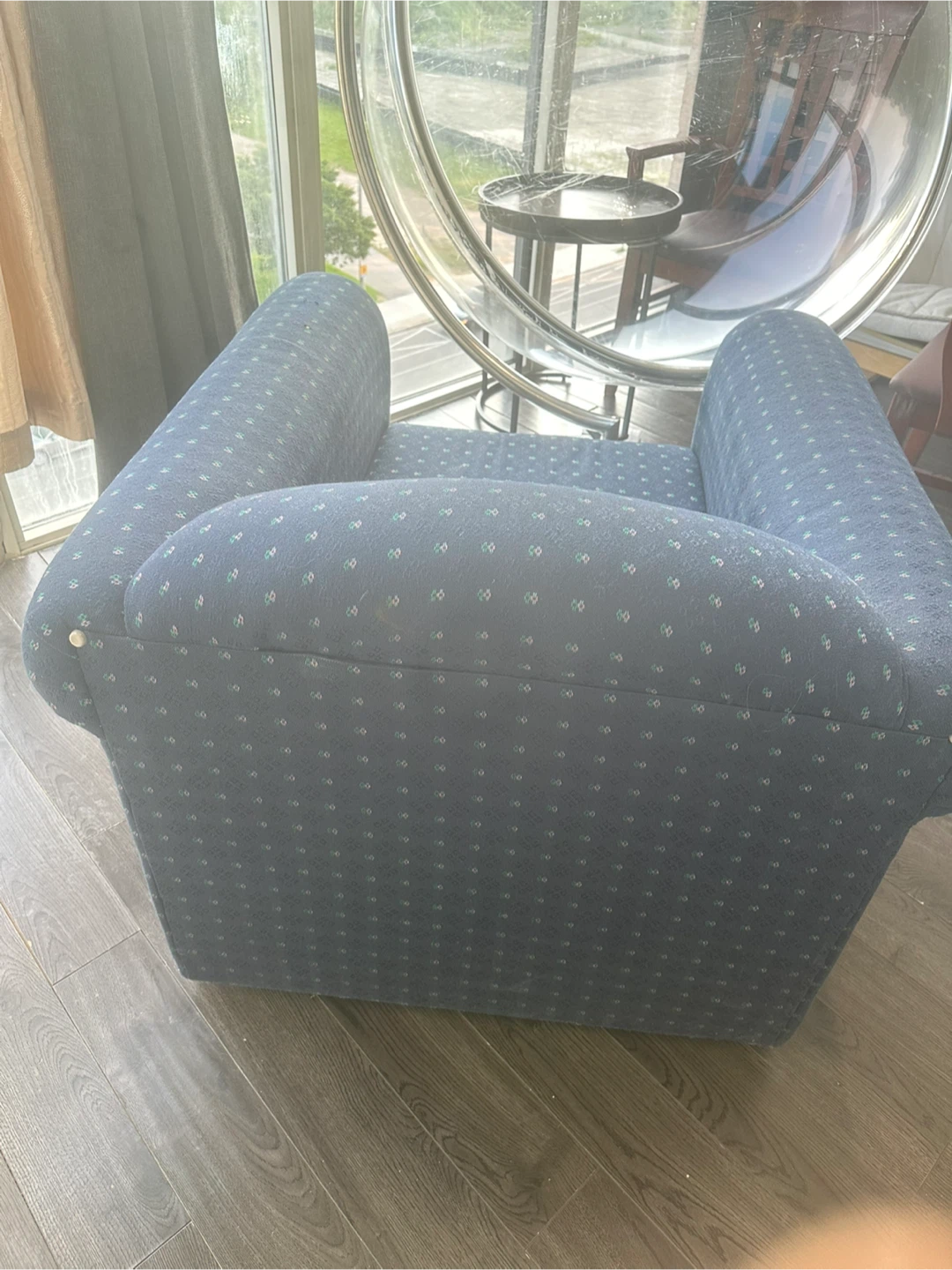 Blue Armchair with Diamond Pattern - photo 5