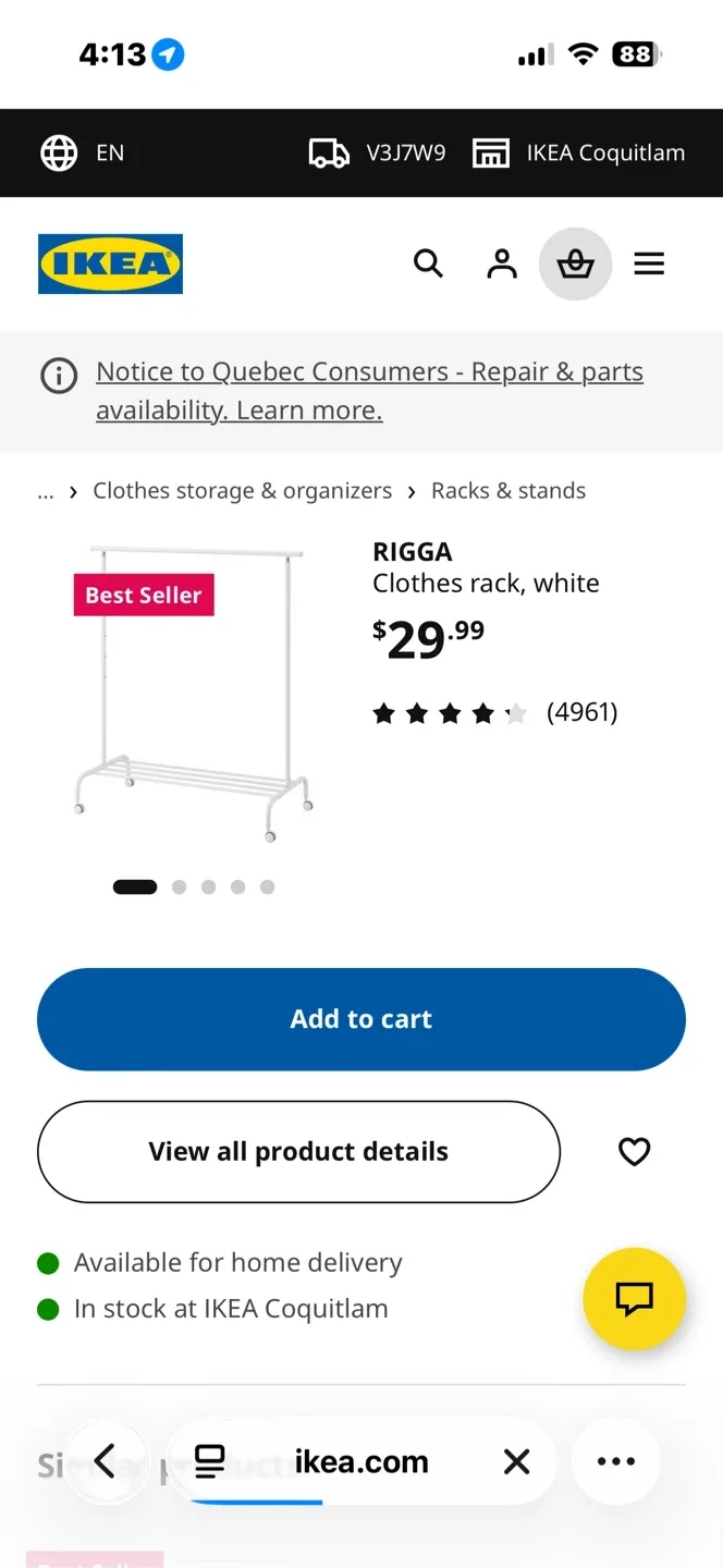 Two IKEA RIGGA Clothes Rack - White - photo 2