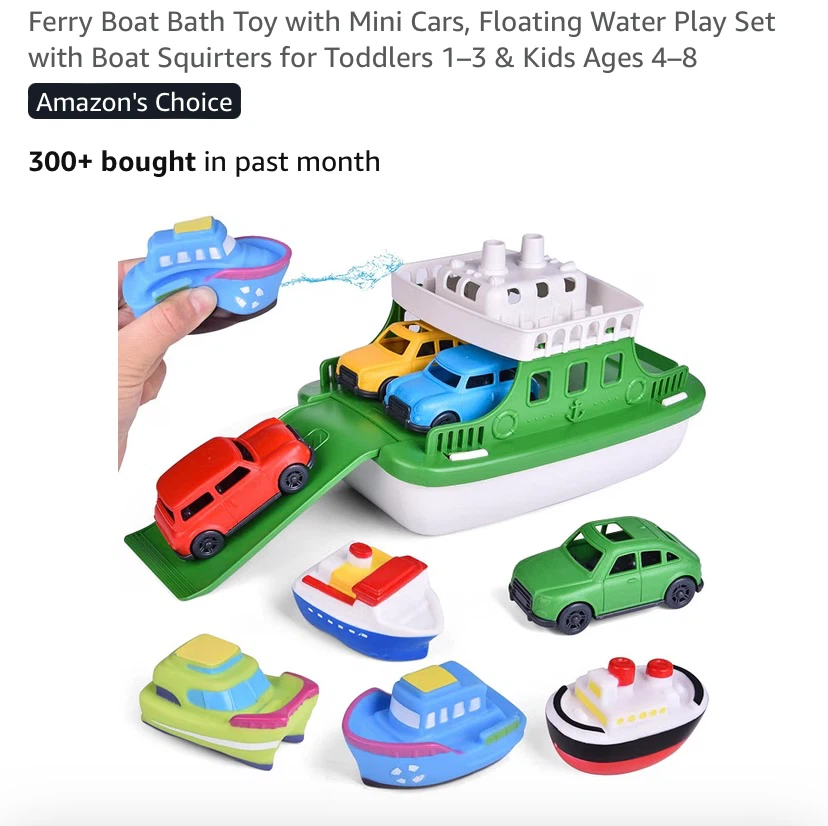 New Ferry Boat Bath Toy with Mini Cars and Boat Squirters