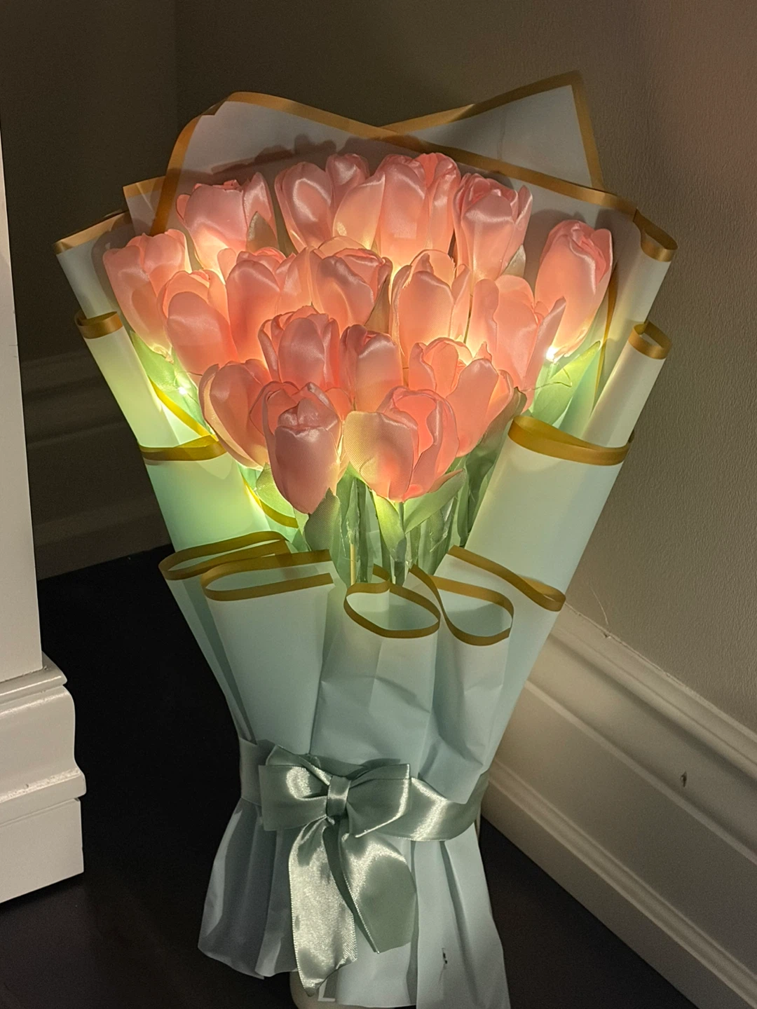 Pink Tulip Bouquet with Lights - photo 3