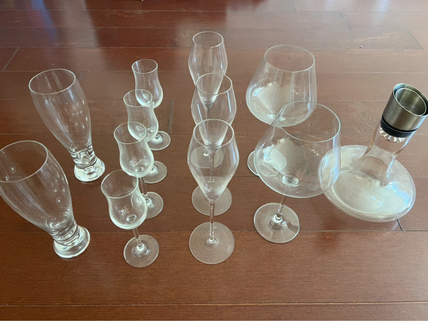 Assorted Glassware Set - Decanter, Wine Glasses, Beer Glasses