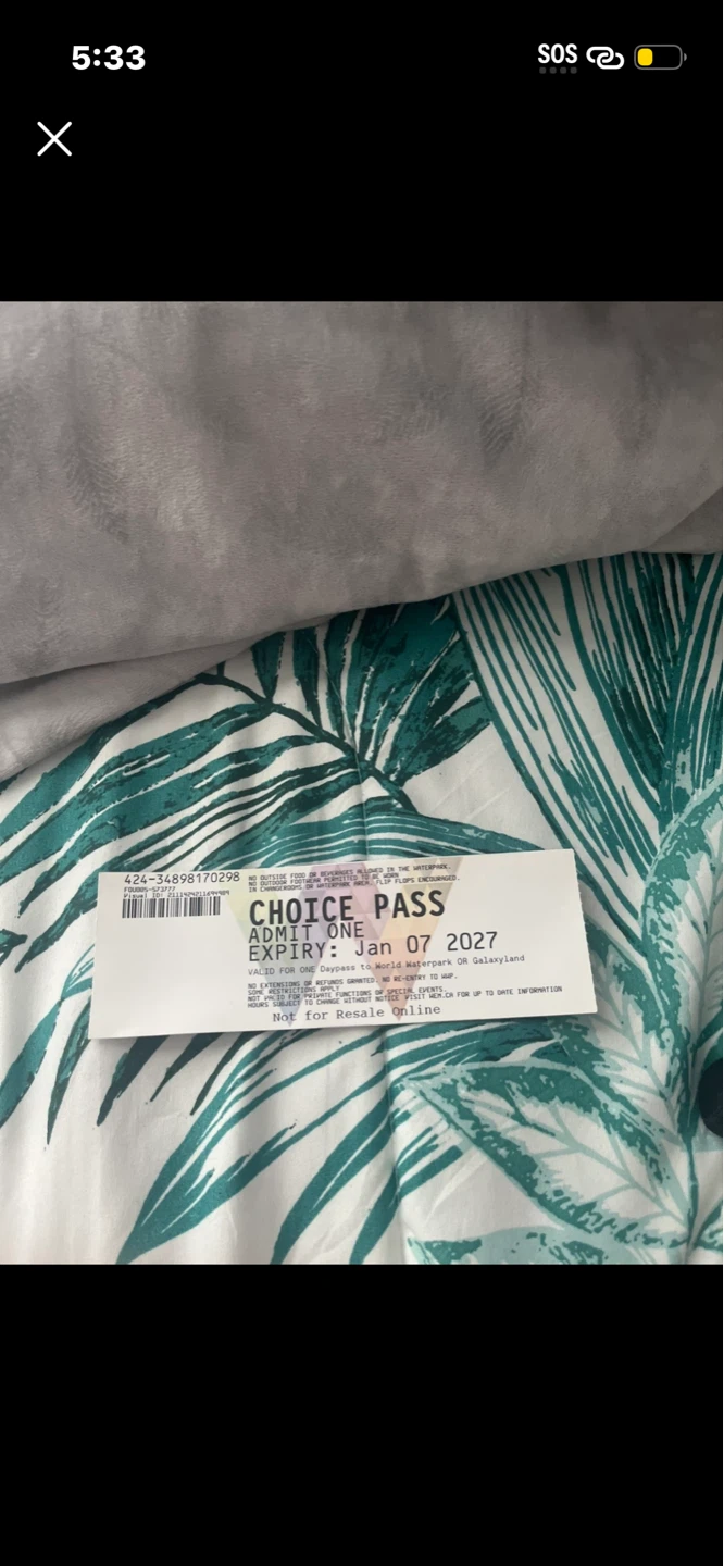 World Waterpark or Galaxyland Choice Pass - Expires Jan 07 2027