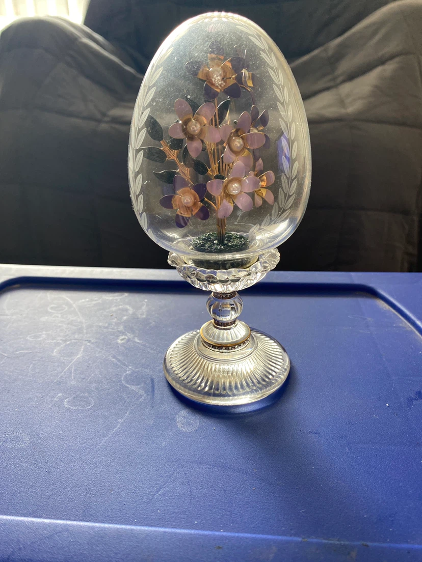 Fabergé crystal egg enamel flower