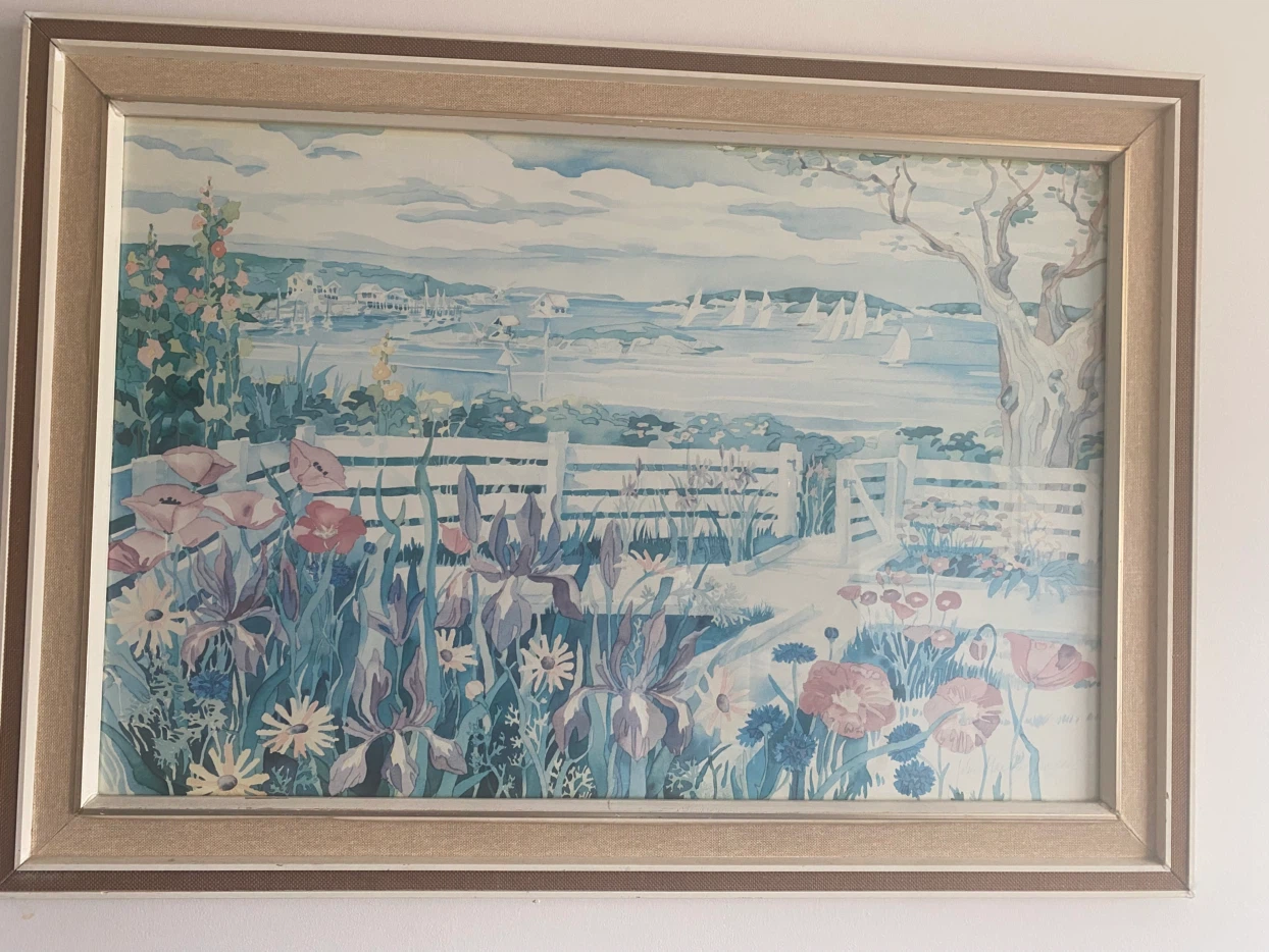Framed Watercolour Art Print - Coastal Scene