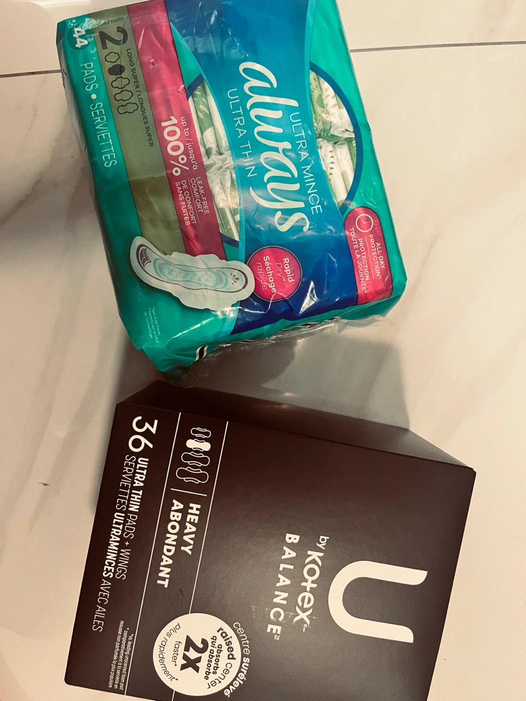 Always Ultra Thin Pads & Kotex U by Kotex Balance Heavy Pads