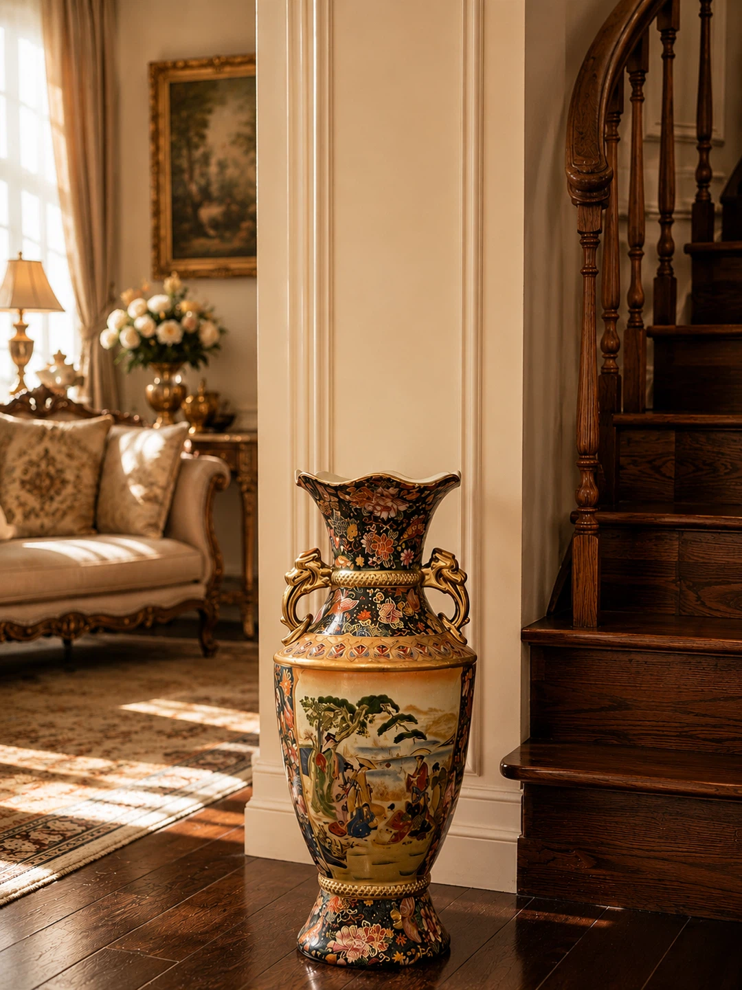 Decorative Ceramic Vase with Gold Handles - photo 2