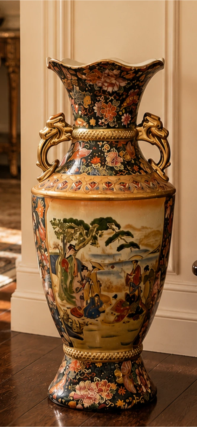 Decorative Ceramic Vase with Gold Handles - photo 3