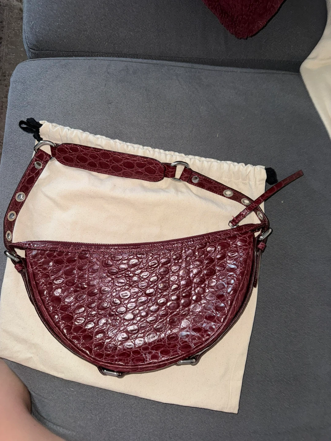 BY FAR Gib Embossed Crocodile-Effect Shoulder Bag - photo 2