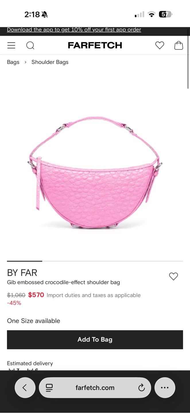 BY FAR Gib Embossed Crocodile-Effect Shoulder Bag - photo 3