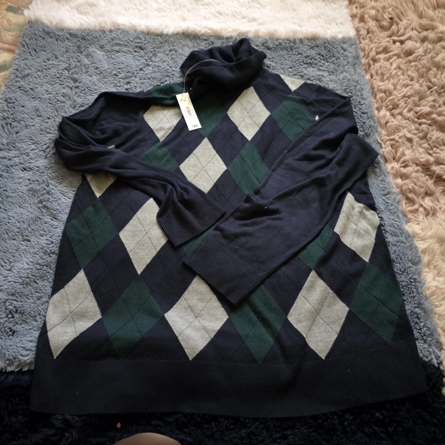 Men's 1X Argyle Turtleneck Sweater - photo 2