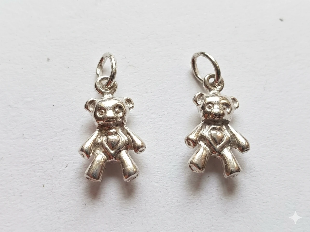 Sterling Silver Teddy Bear Charms (2)