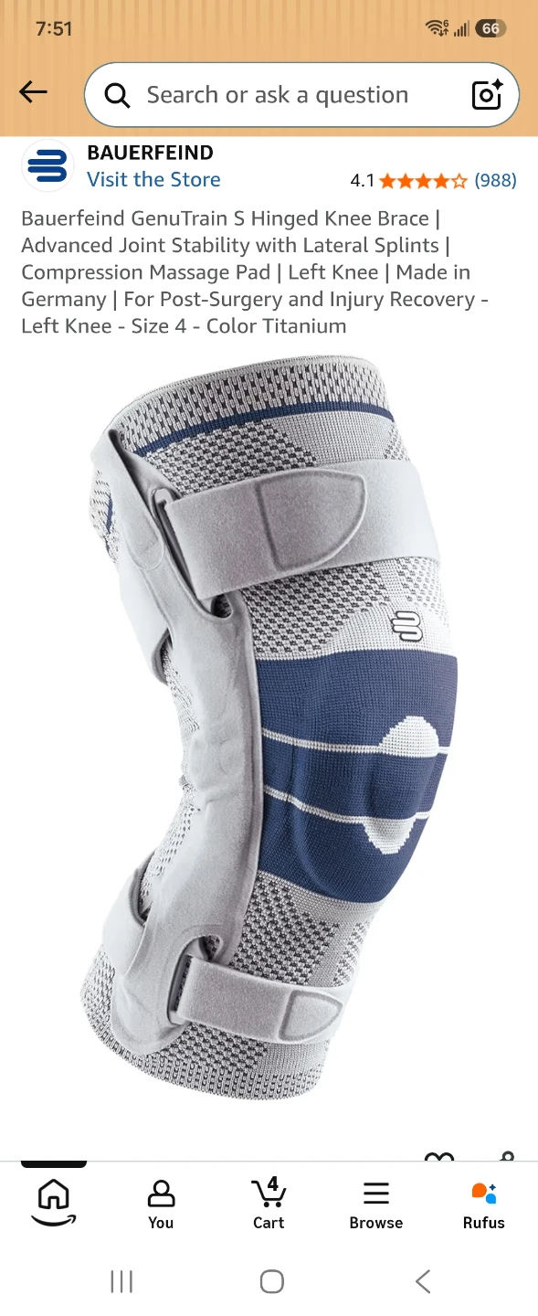 Bauerfeind GenuTrain S Hinged Knee Brace