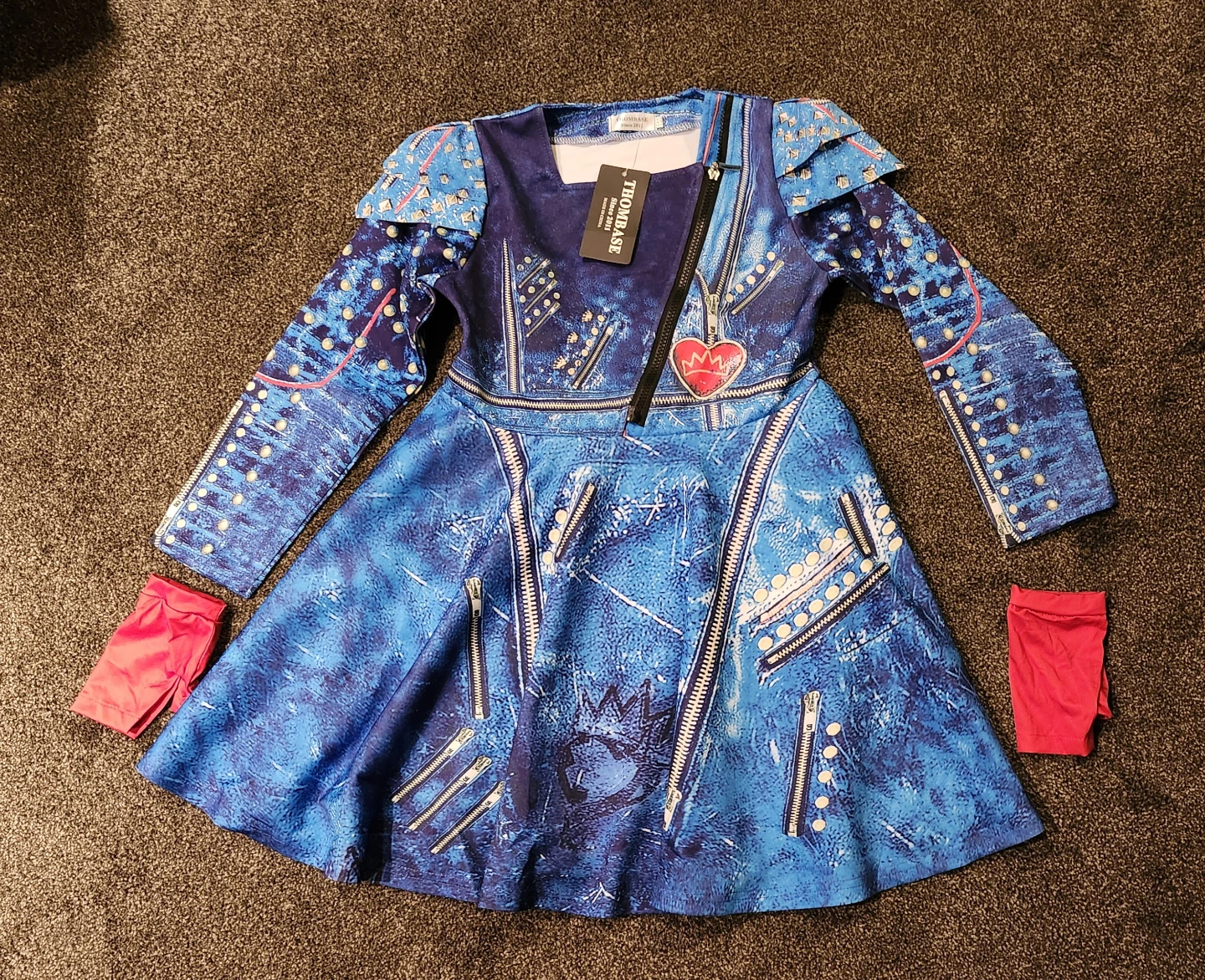 THOMBASE Blue Zipper Costume Dress