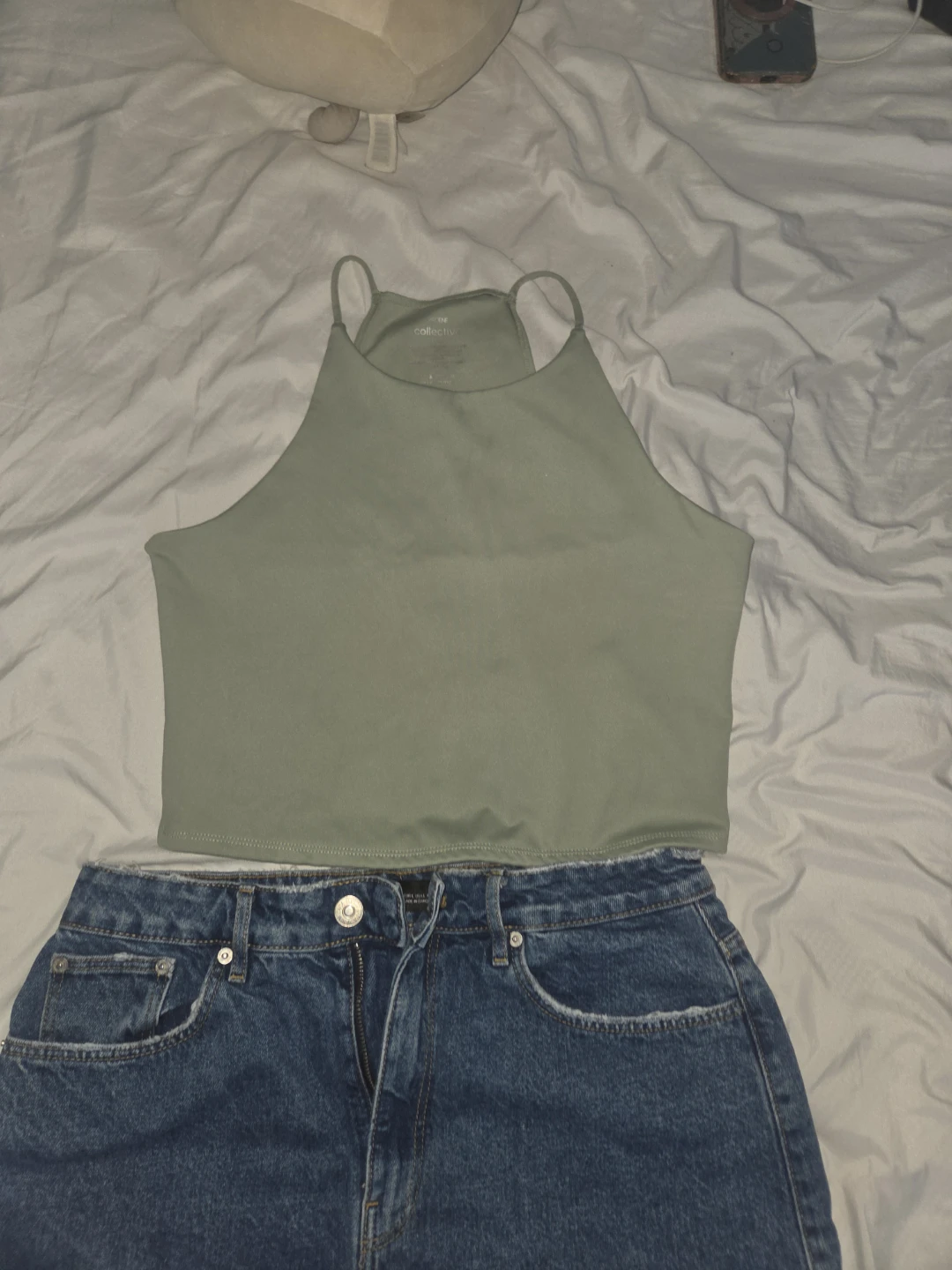 Collective Grey Halter Neck Crop Top