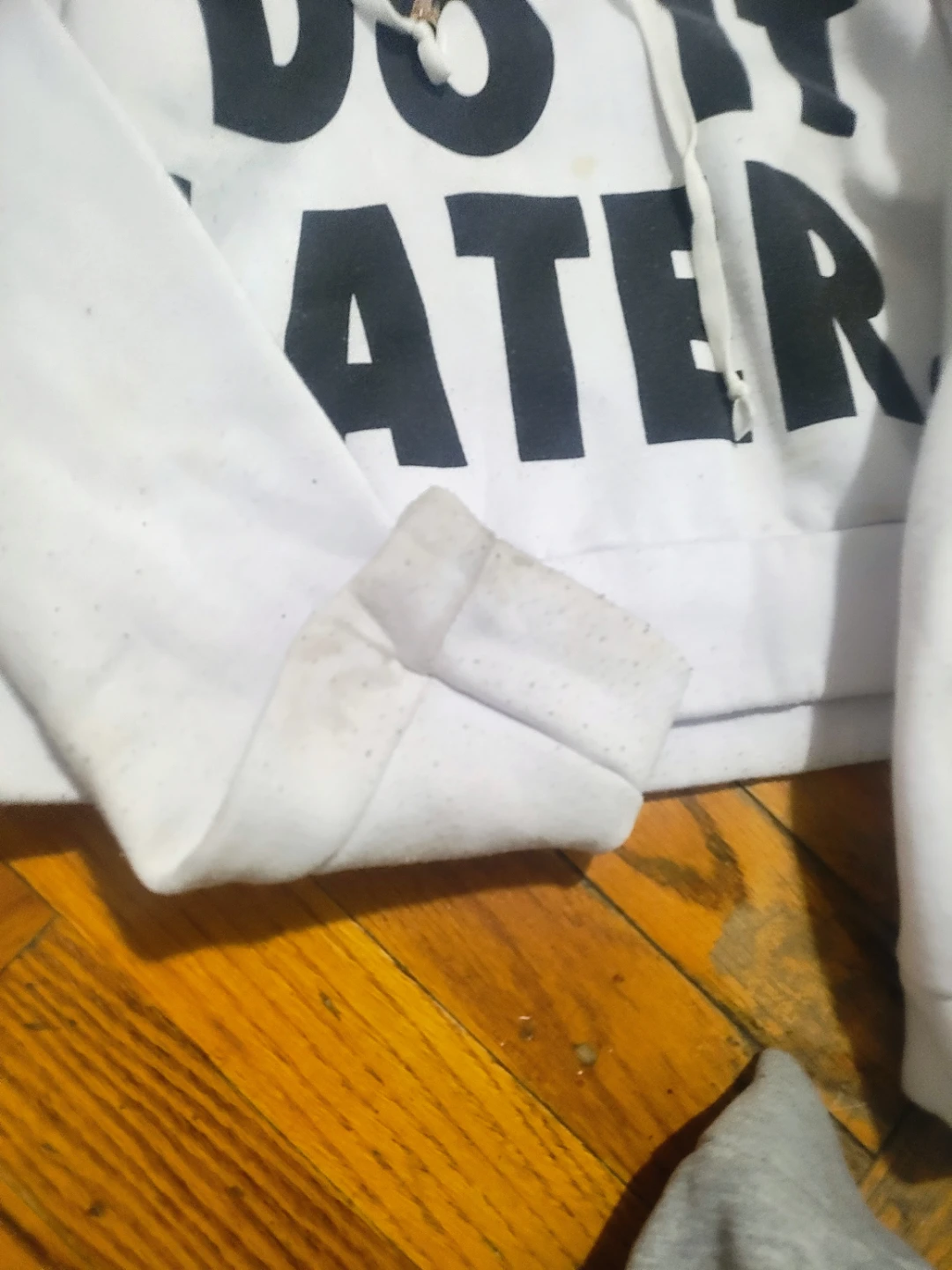 ACEVOG White "Just Do It Later" Hoodie kids size med used - photo 2