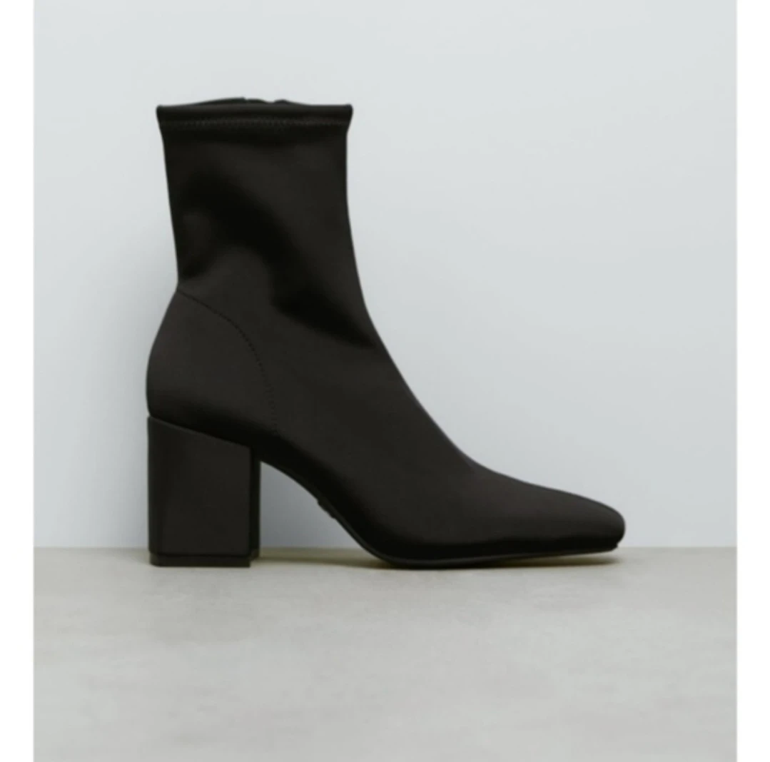 Zara Block Heel Sock Ankle Boots