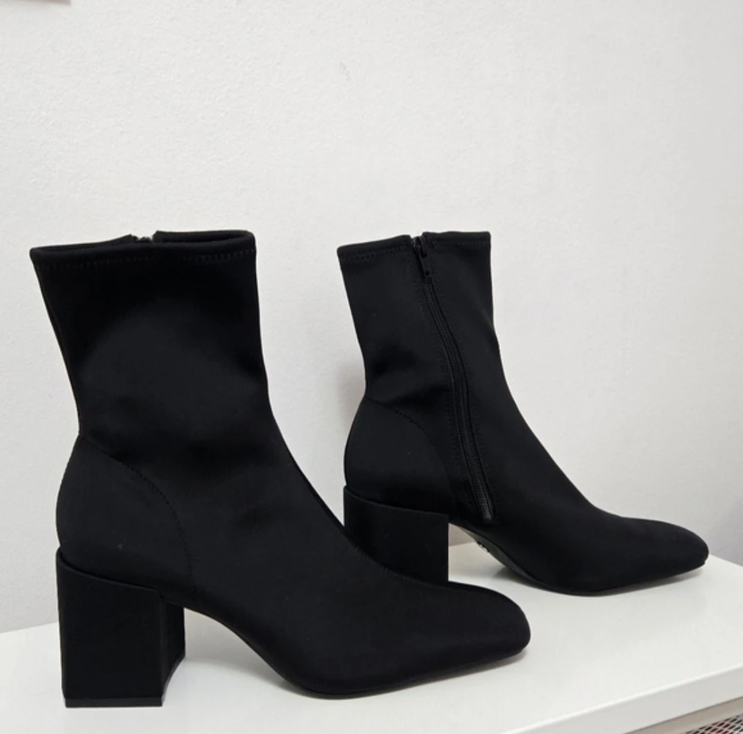 Zara Block Heel Sock Ankle Boots - photo 5