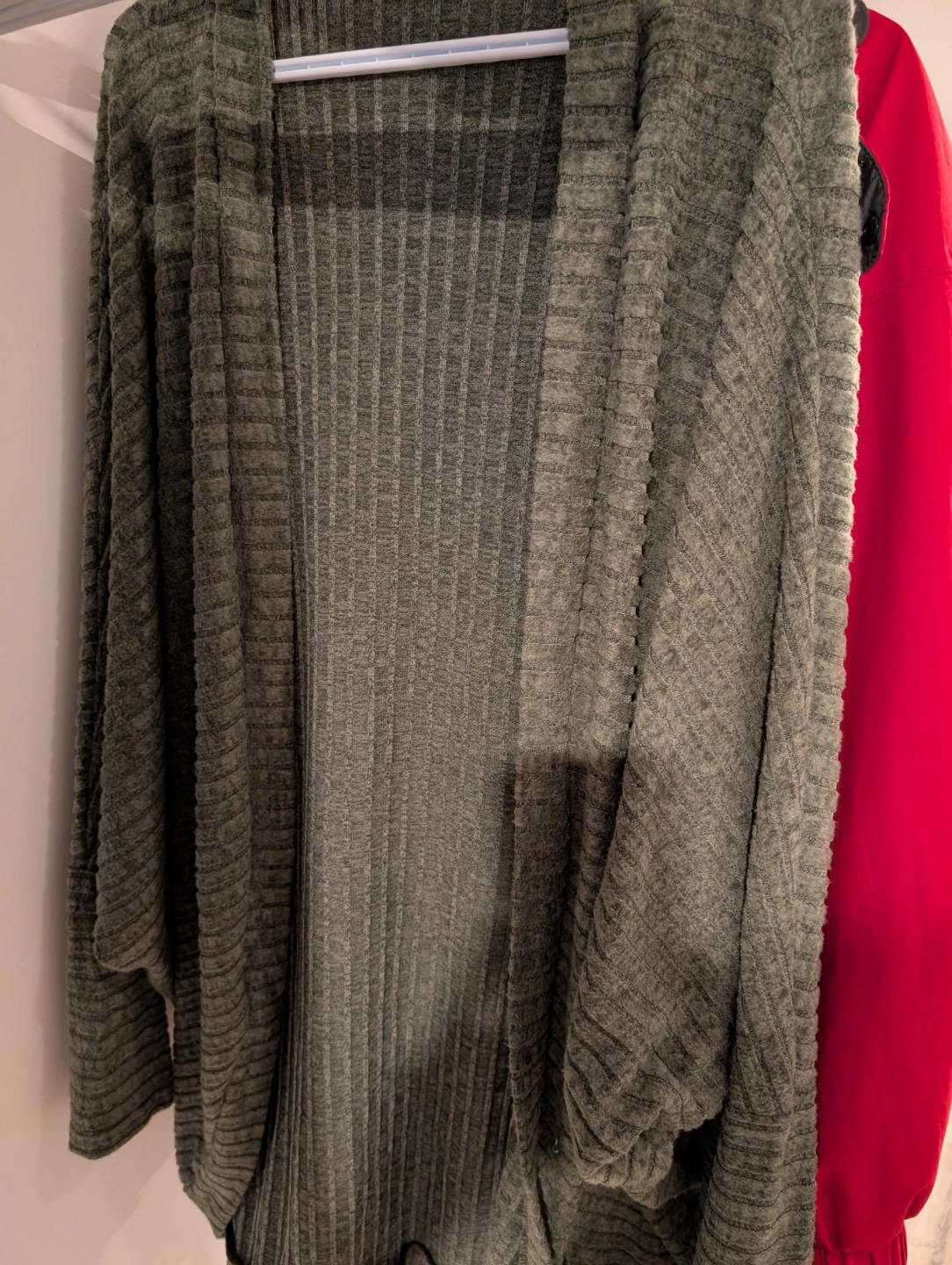 Olive Green Ribbed Cardigan
