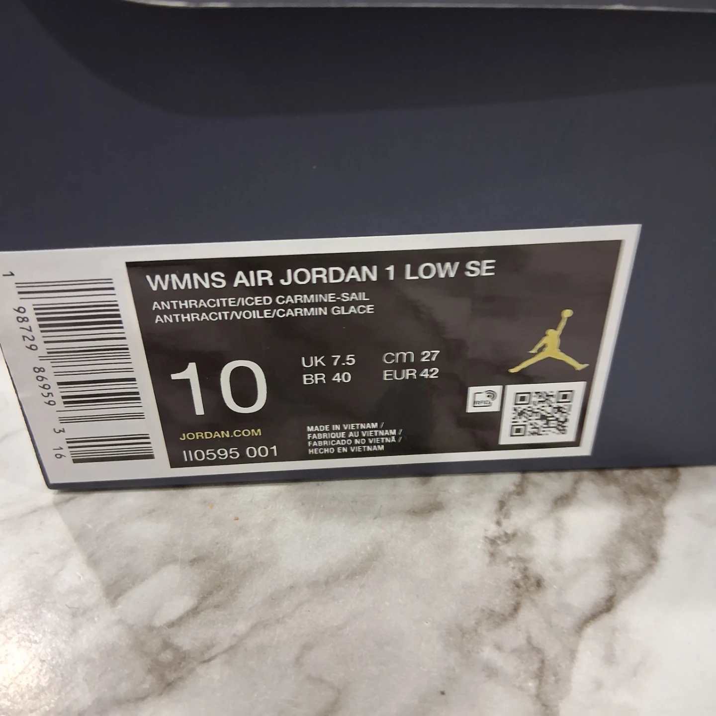 Air Jordan 1 Low SE Anthracite/Carmine-Sail Women's Size 10 - photo 3