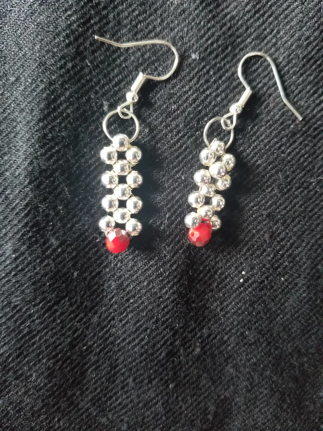 Red and Silver Beaded Bracelet and Earring Set ⚽️ - photo 2