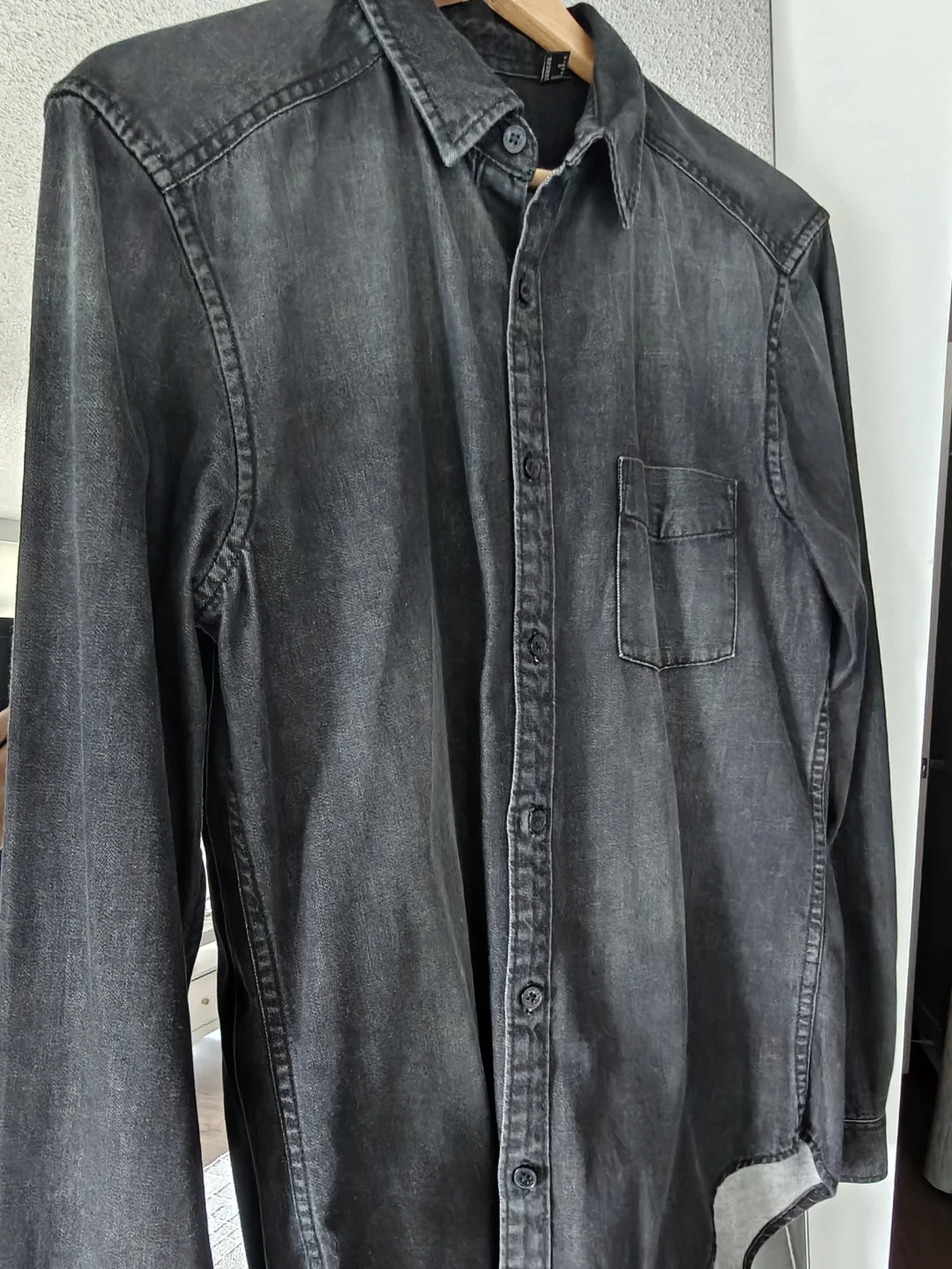 Mexx Men's Slim Fit Denim Shirt - Charcoal Grey - Size M