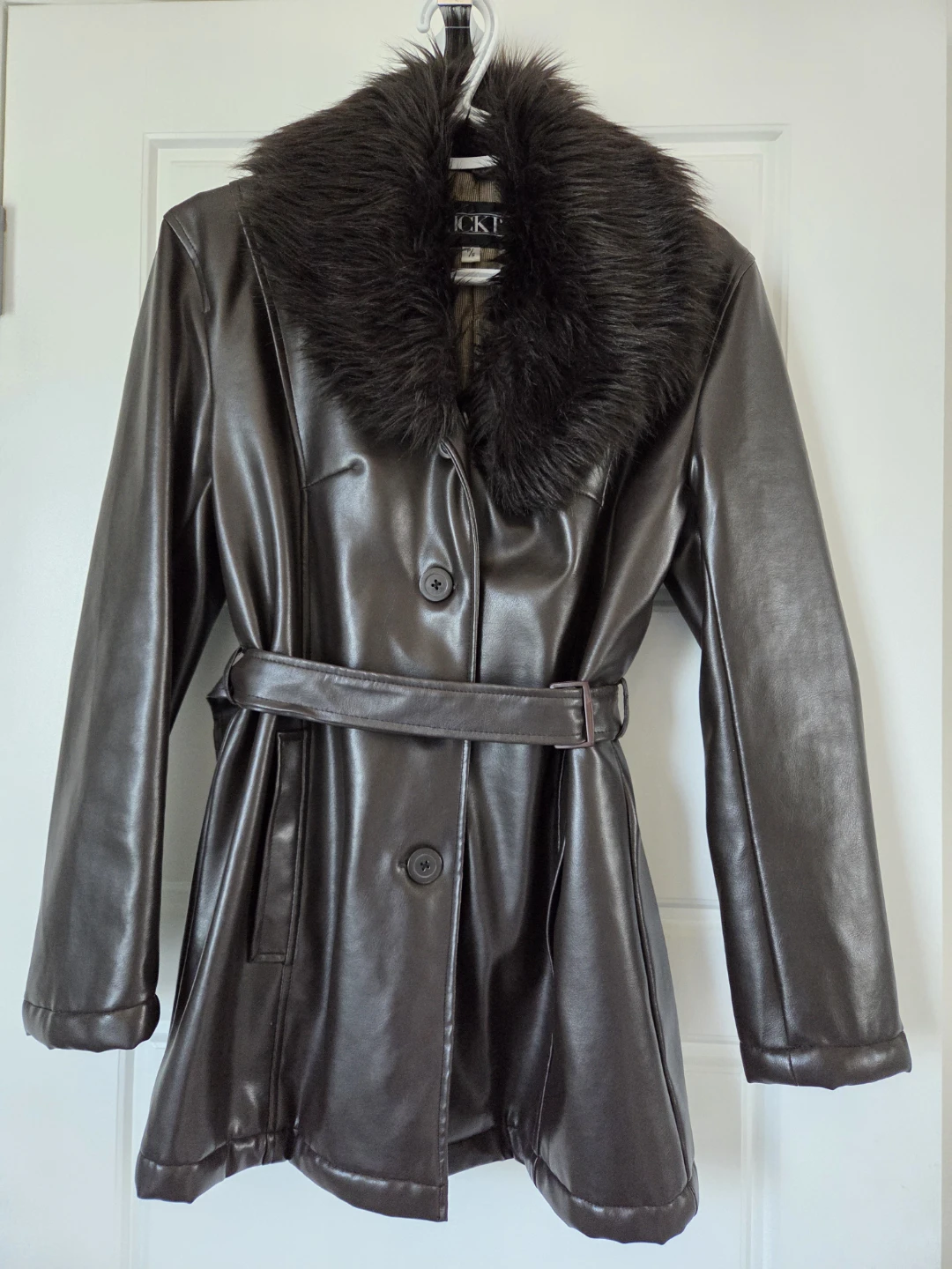 Ricki's Faux Leather Jacket with Fur Collar - Small