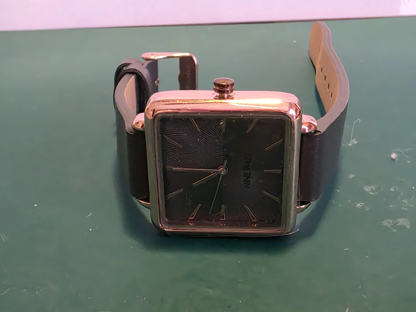 Nine West Women's Square Rose Gold Tone Quartz Black Dial Black - photo 5